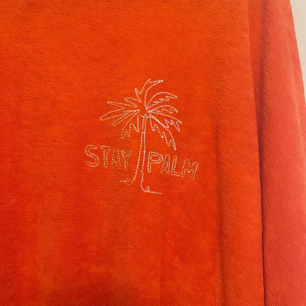 Old Navy Orange Loose Cropped Long-Sleeve Performance Slub-Knit Terry Sweatshirt - Image 3