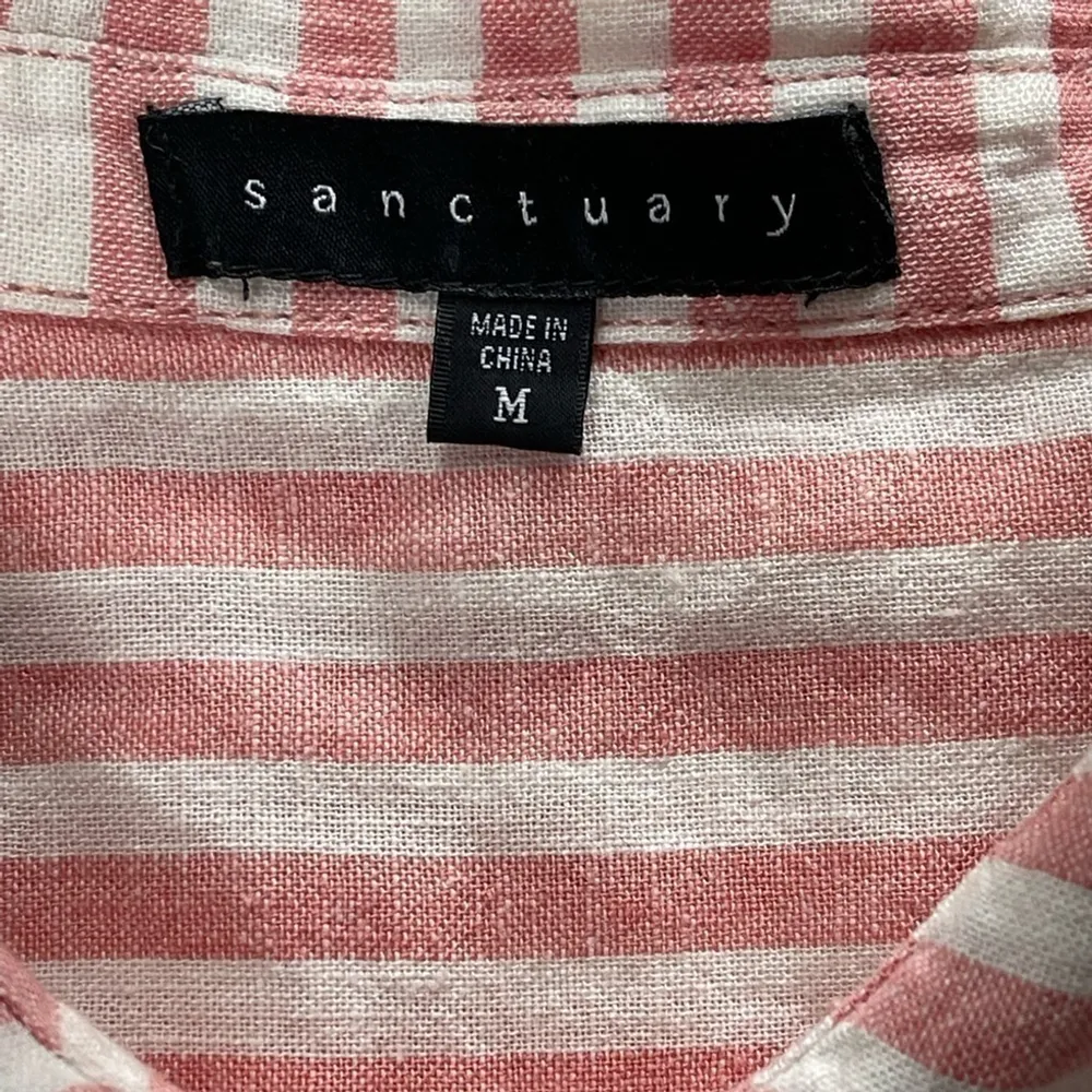 Sanctuary Linen Blend Stripped Top, Buttoned Shirt With Hem Ties Sz M - Image 12