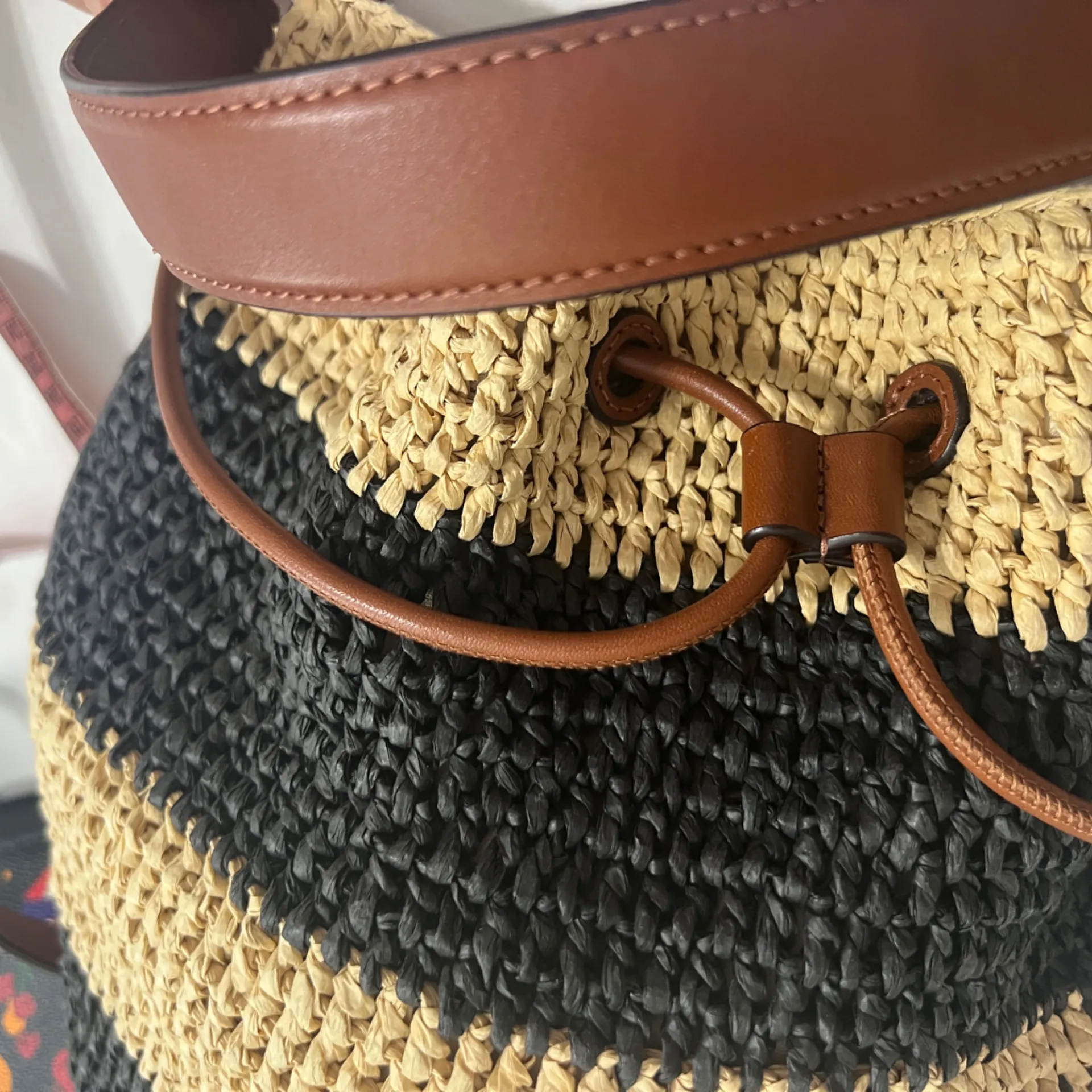 Polo Ralph Lauren Black and Tan Hobo Bag - Image 5