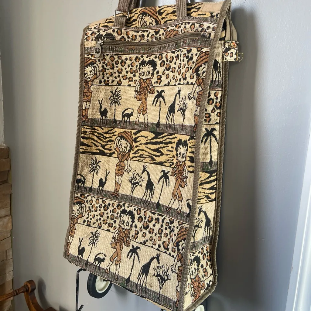 Betty boop Safari Print Backpack with Animal Patterns Brown - Image 4