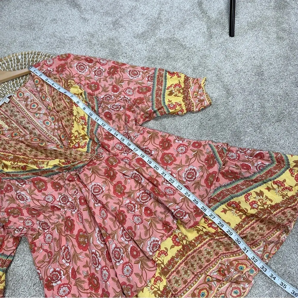 Umgee Floral Border Print Layered Mini Dress Boho Gypsy Rose Pink Plus Size 1X - Image 15