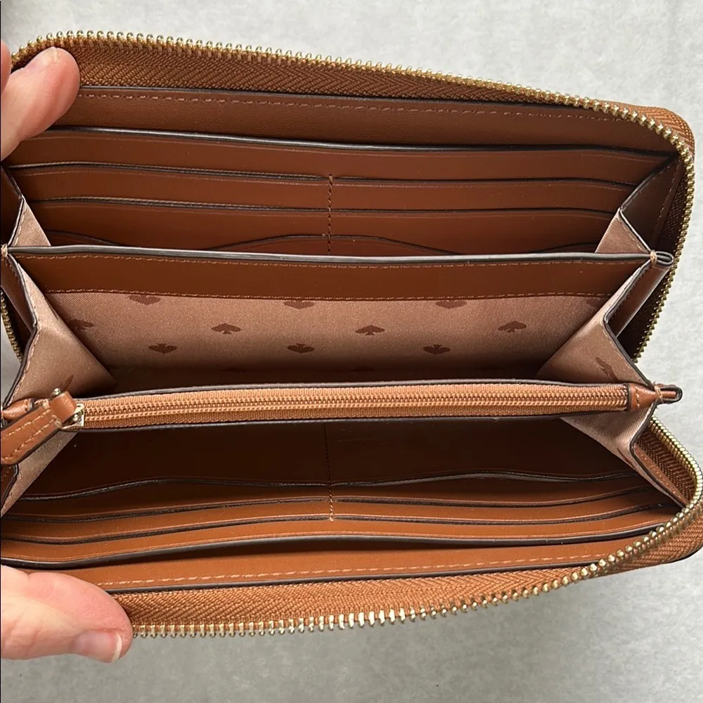 Kate Spade Leila Pebbled Leather Top Zip Crossbody & Matching Wallet Gingerbread - Image 13