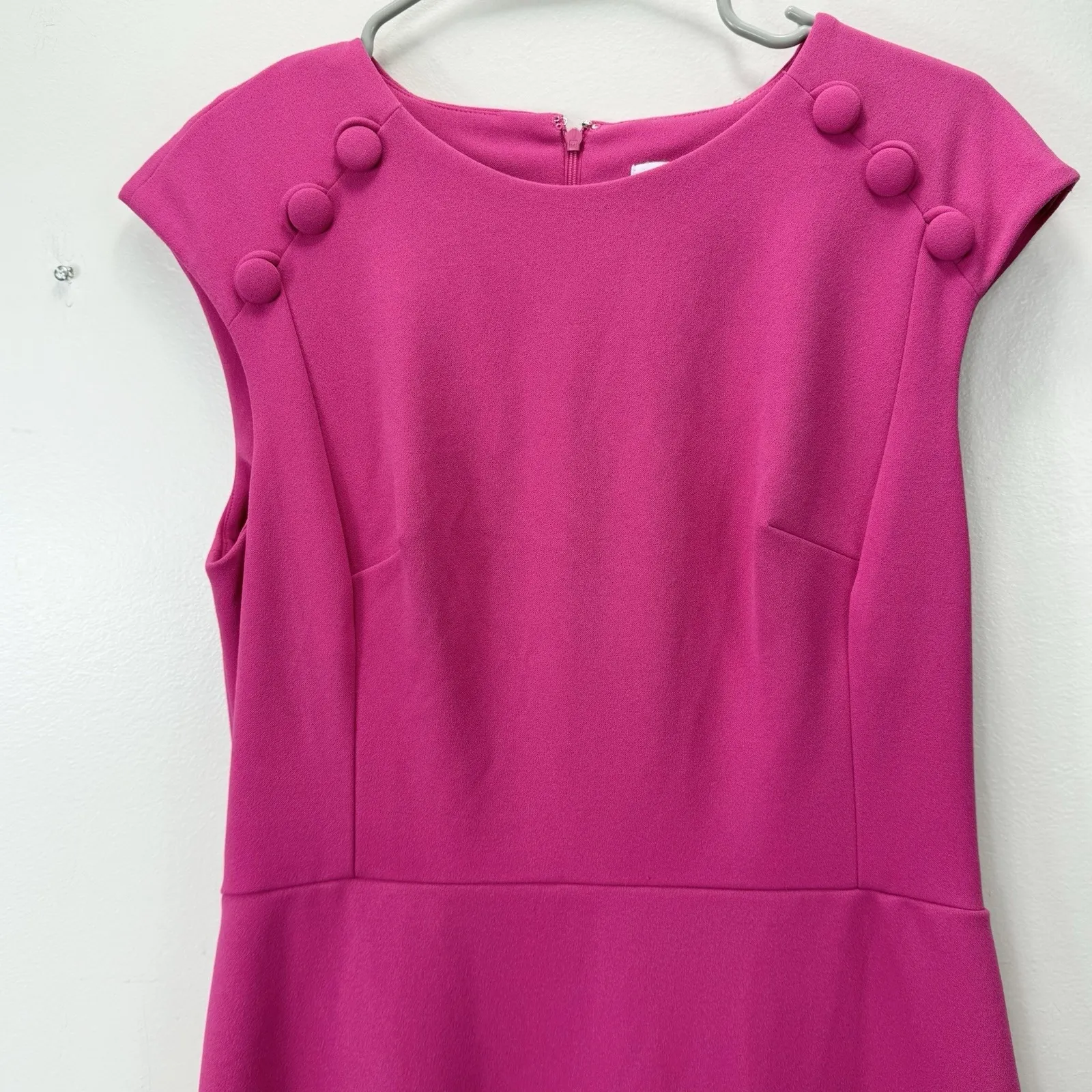 Calvin Klein Hot Pink Flounce Ruffle Hem Crepe Sleeveless Midi‎ Dress Size 10 - Image 5
