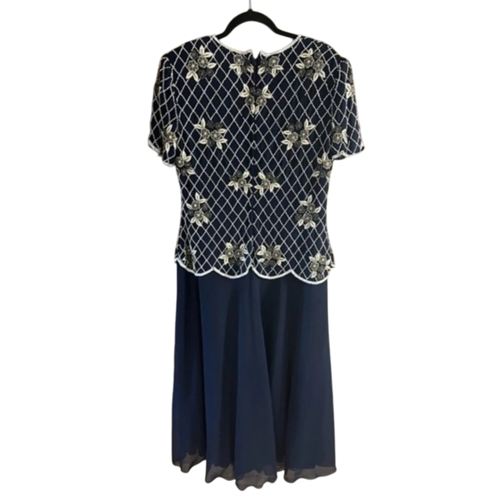 Papell Boutique Navy Beaded‎ Evening Dress Size 12 - Image 2