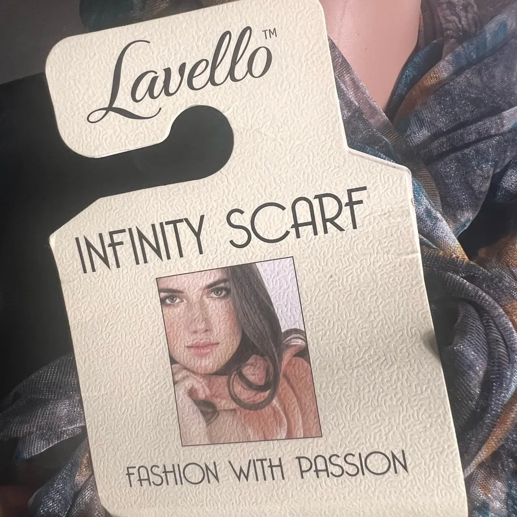 Lavello Infinity Scarf Multicolor Abstract Print Lightweight Sheer Loop Wrap Blue - Image 3