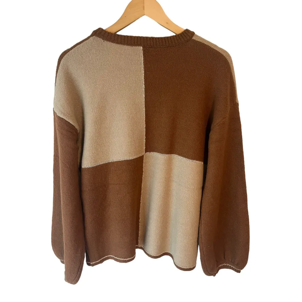 Andree By Unit Sweater Women's Size 2X Brown Colorblock Pullover Crew Neck NWT - Image 6
