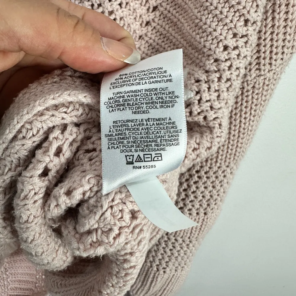 Express Pink Star Sweater M V Neck Knit Pullover Y2K Kawaii Pastel Softcore Cozy - Image 6