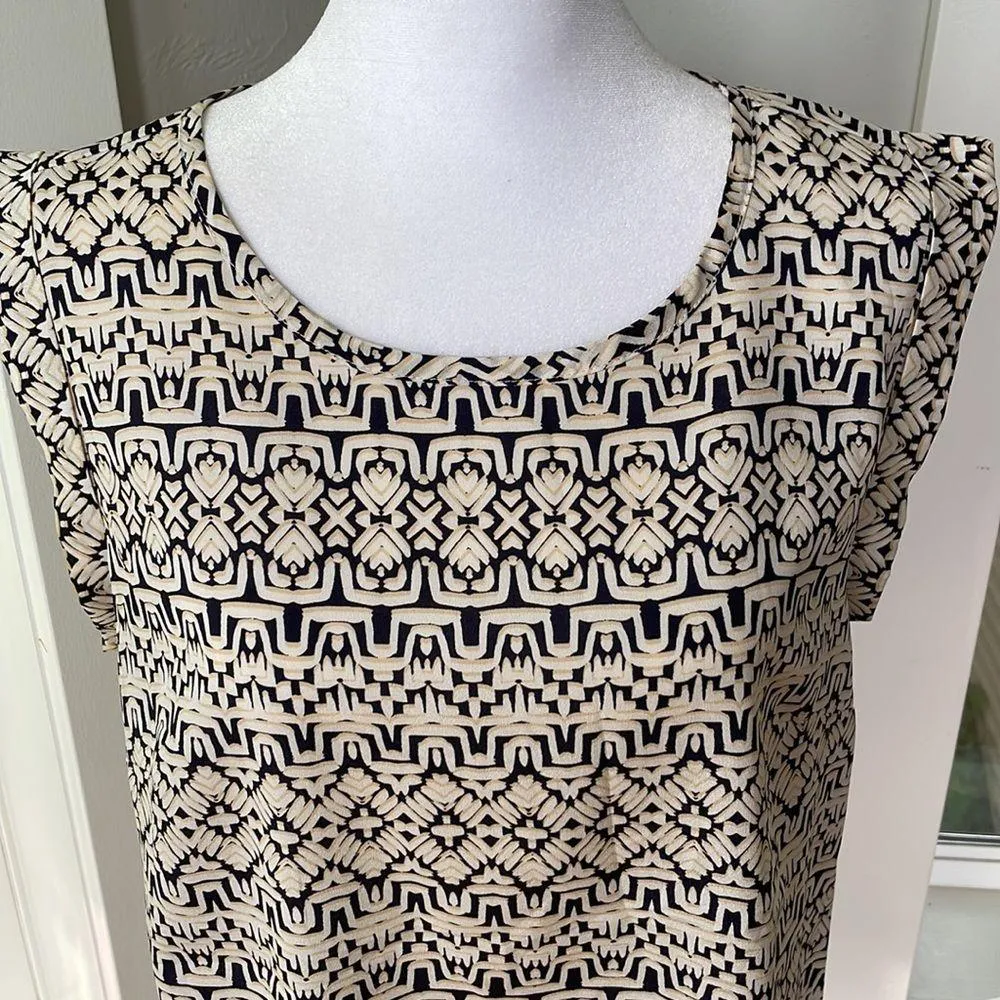 The Limited Navy Cream Patterned Sleeveless Blouse Size Small - Image 2