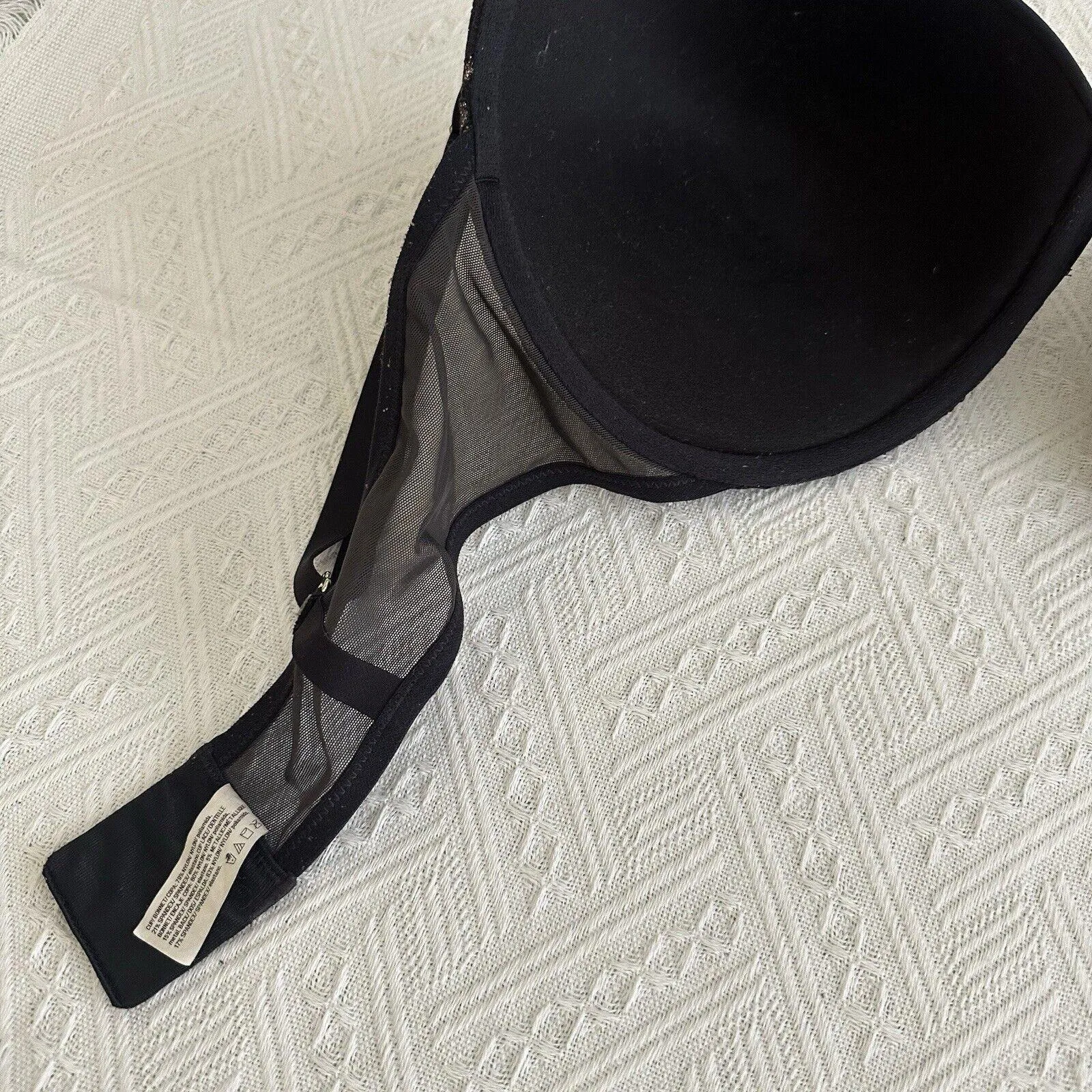 Maidenform Black With Metallic Lace 40D Push-up Padded Underwire Bra - Image 6