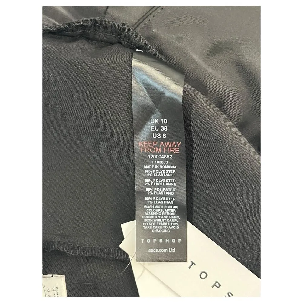 New Topshop Top Womens 6 Black Satin Bandeau Strapless Cropped Sexy Club Summer - Image 6