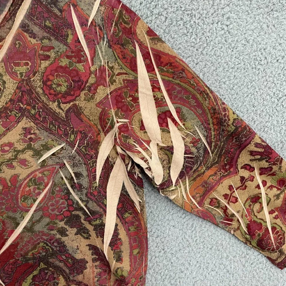 Jane Ashley‎ Women M 3/4 Sleeve Paisley Y2K Top - Image 3