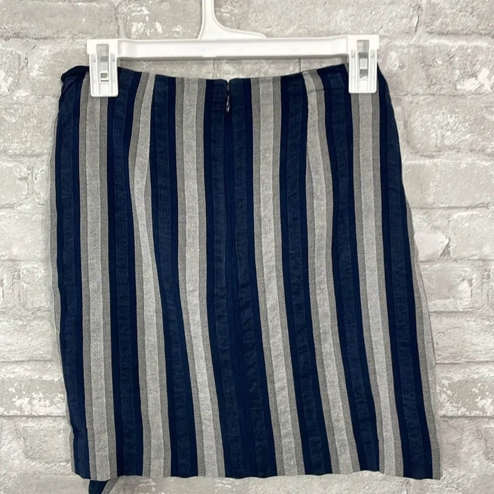 Madewell Linen Blend Wrap Tie Striped Skirt - Image 4