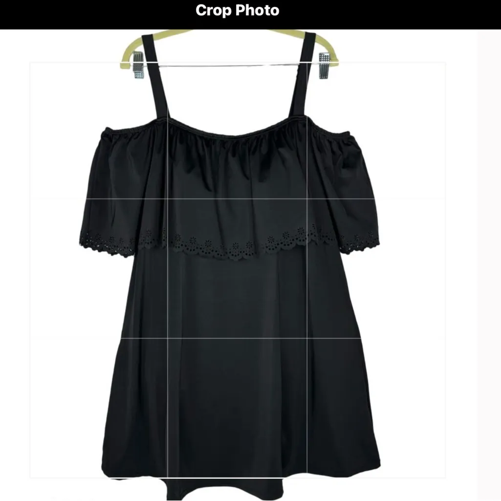 Swim 365 Laser cut navy blue swim suit Cold shoulder short sleeve longer skirt Size 24W - Image 2