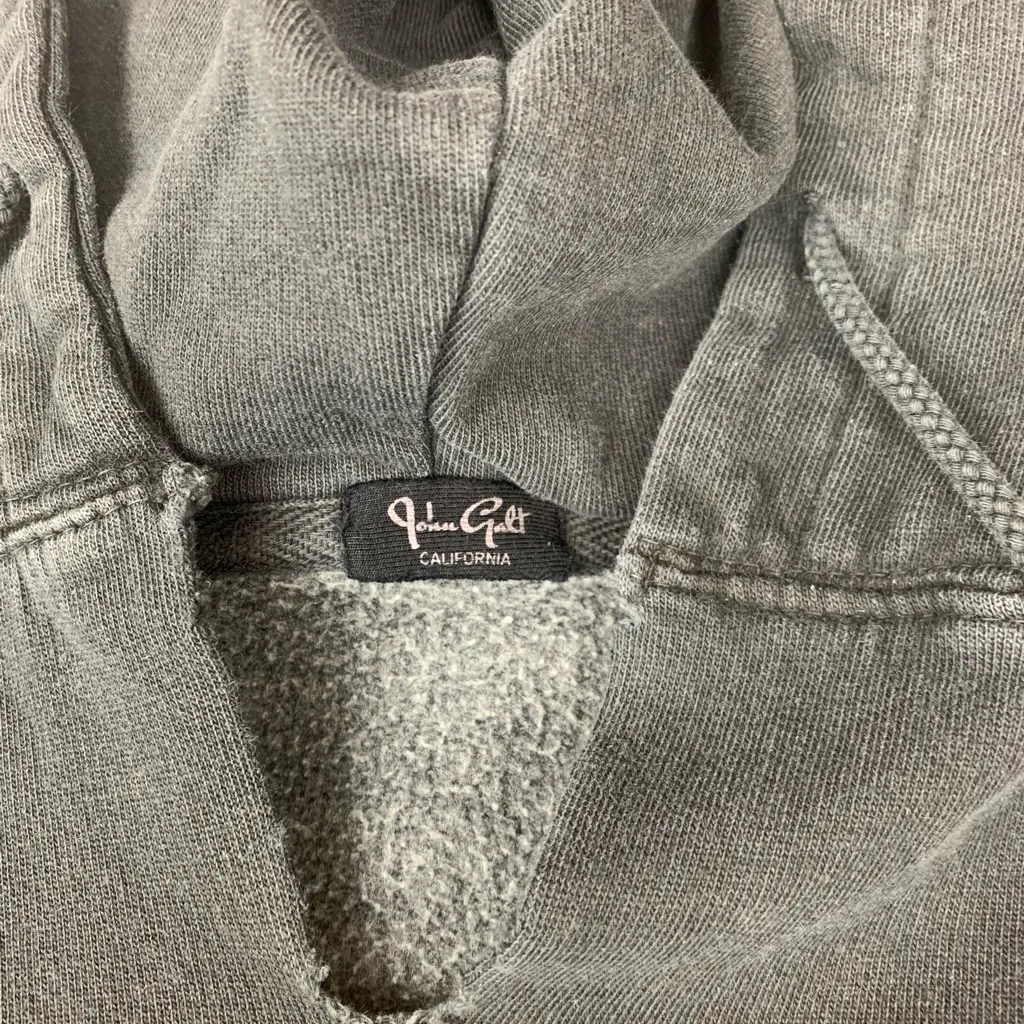 John Galt one size dark gray Los Angeles hoodie sweatshirt distressed small xs - Image 3