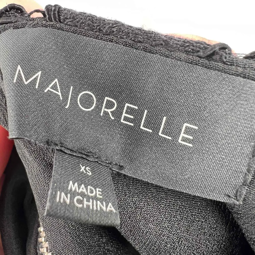 MAJORELLE Black Strapless Lace Bodice Ruched Satin Skirt Cocktail Dress XS - Image 5