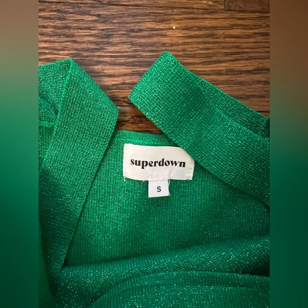 Superdown Zoe Squareneck Dress in Metallic Green - Image 4