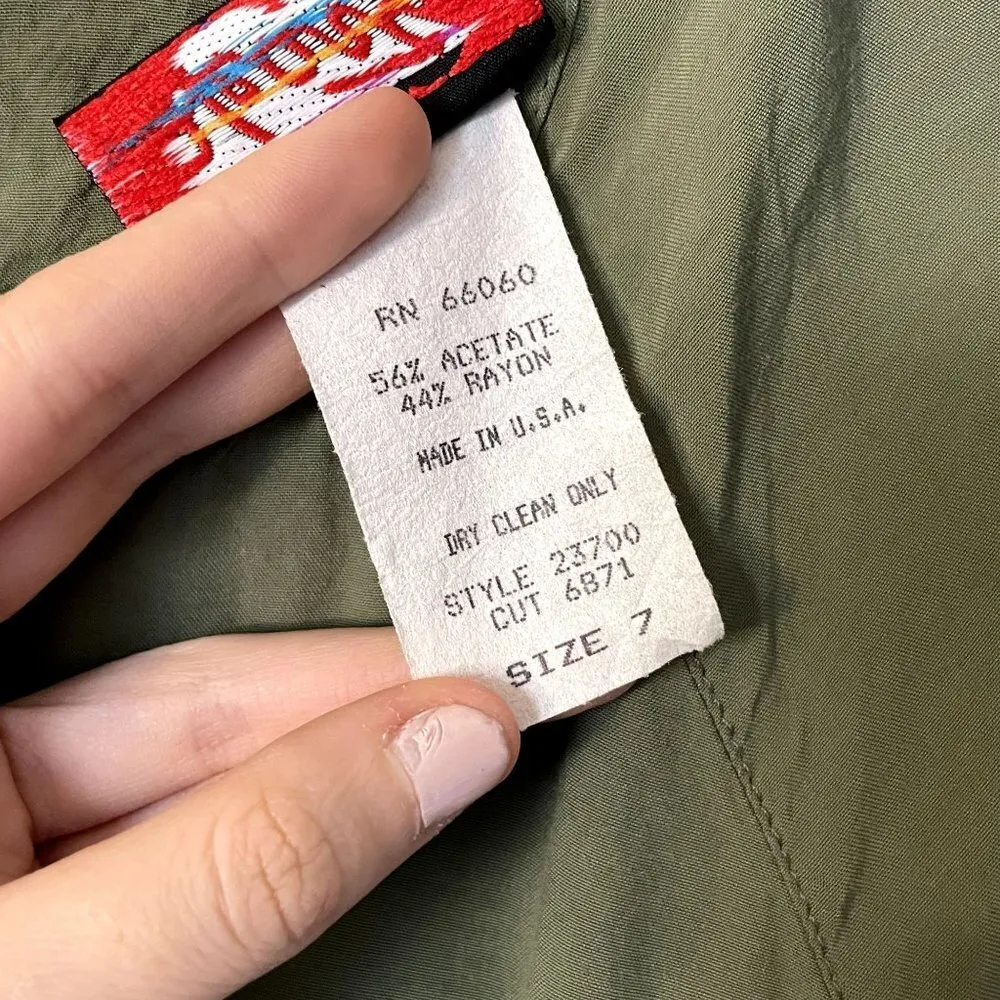 Hearts vintage green prairie dress wide belt classic movie safari style Size 8 - Image 7