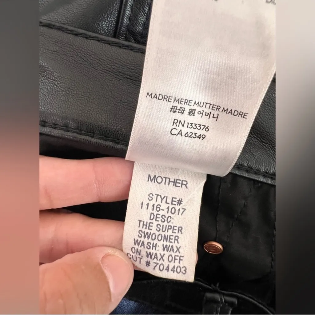 MOTHER Faux Leather 5 Pocket The Super Swooner In Wax On Wax Off Size 30 Black - Image 9