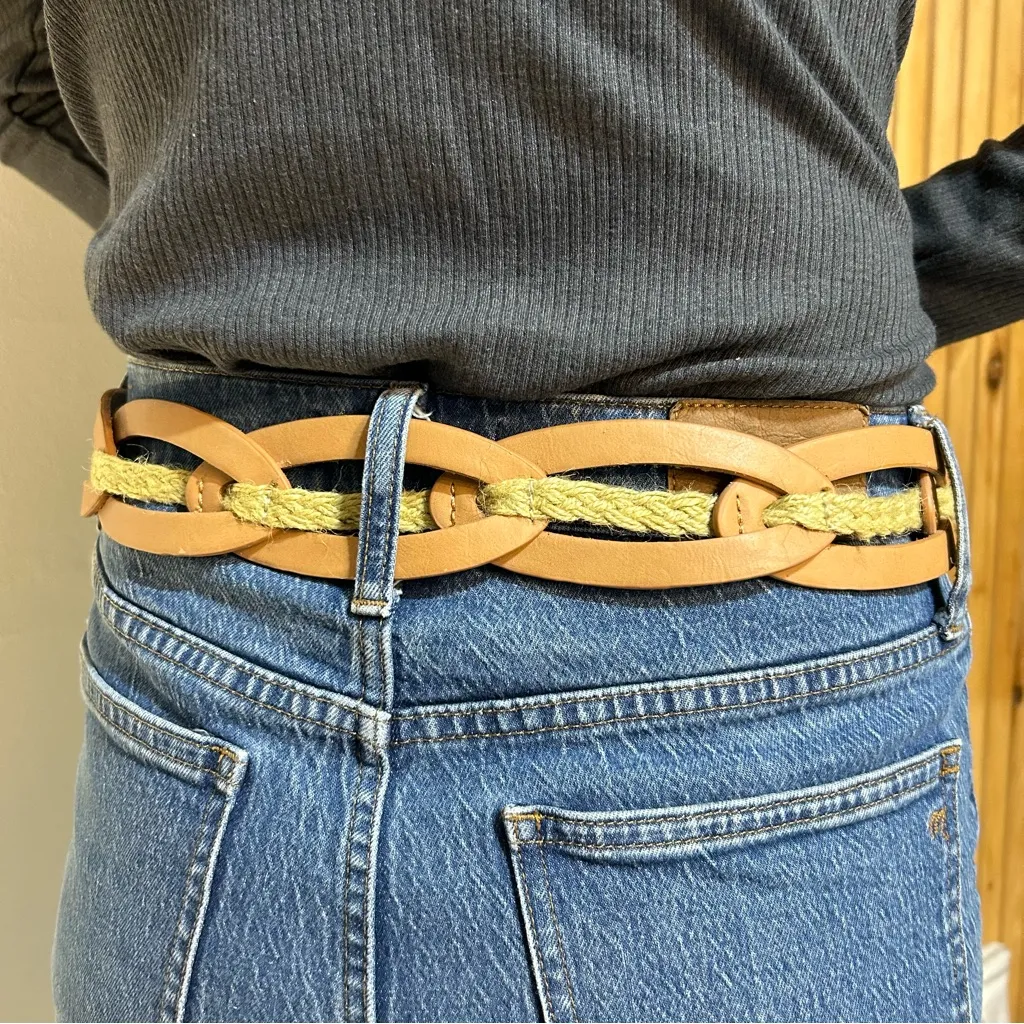 Nine West Vintage America Collection Leather Rope Braided Brown Belt Size Medium - Image 6