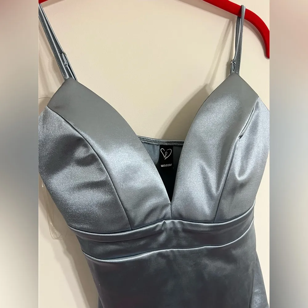 NWOT Windsor Blue Satin Bodysuit - Image 2