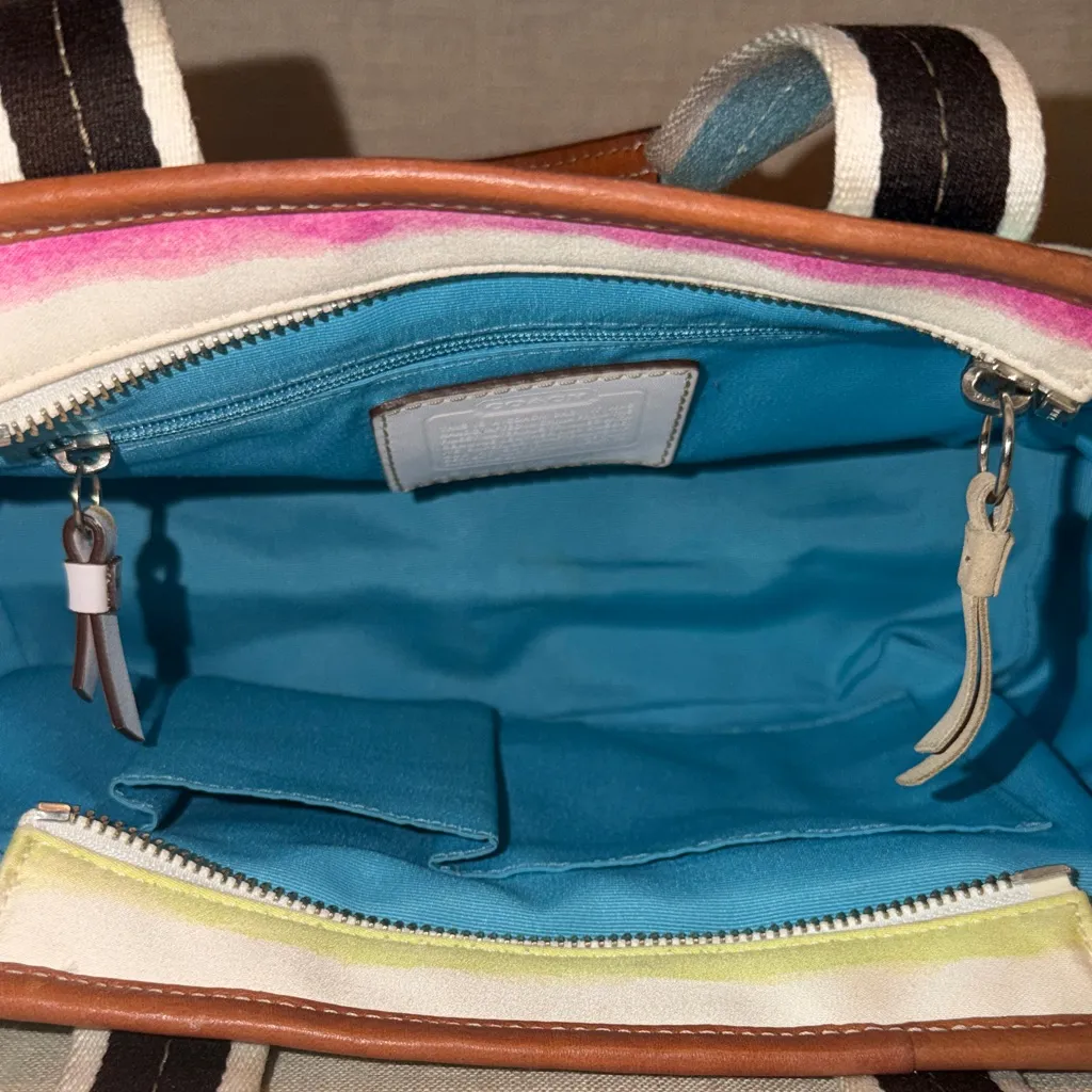 Vintage Coach Hampton Striped Watercolor Tote - Image 10