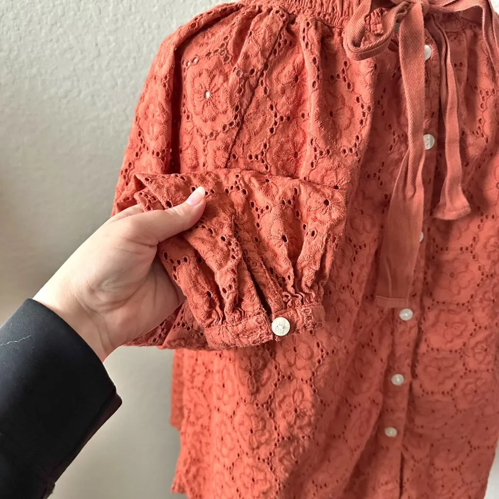 Roller Rabbit Eyelet Blouse Top in Terra - Image 8