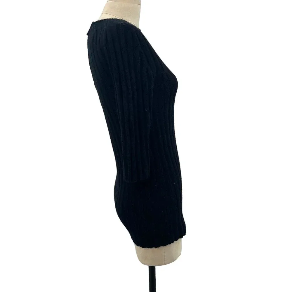 Chloe Black Exposed Zip Half Sleeve Cashmere Sweater Size‎ XS - Image 4