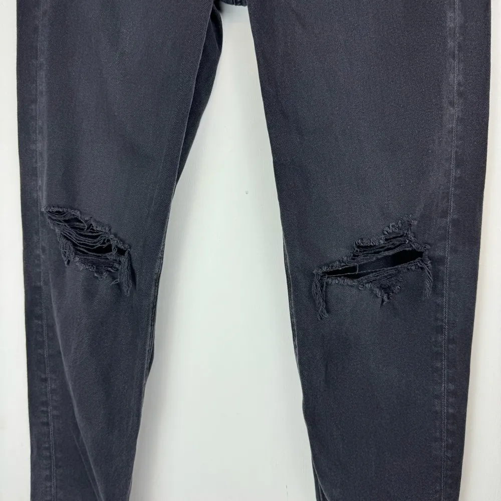 American Eagle Mom Straight Jeans Sz 2 Black Distressed - Image 6