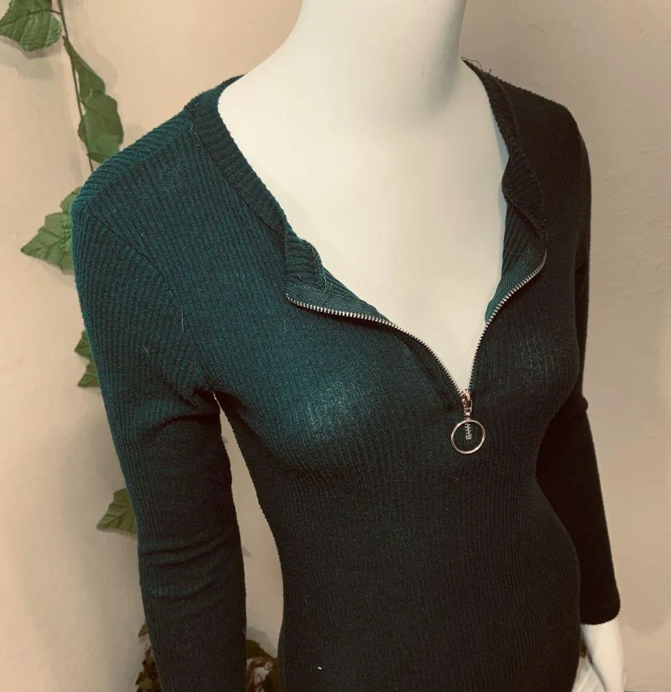 Heart Hips Green Sweater Henley Dress - Image 6