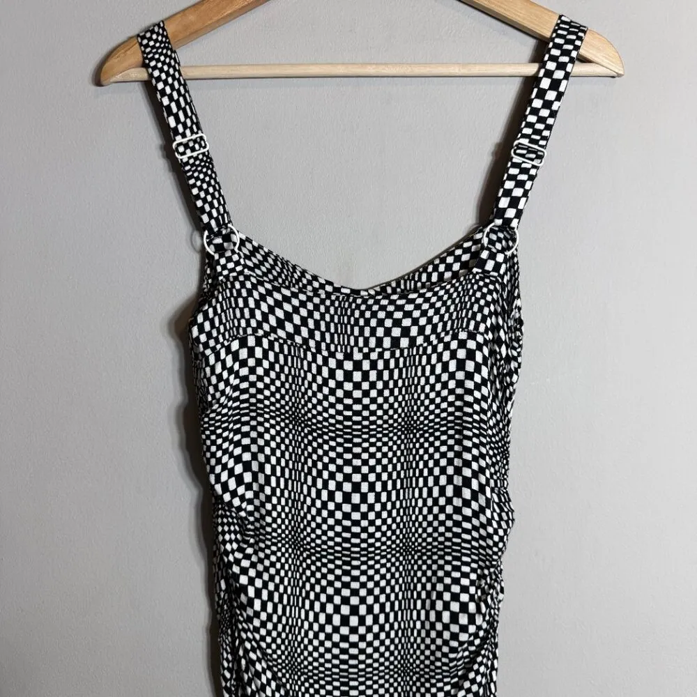 Urban Outfitters Claira Ruched Bodycon Mini Dress Women's Small Checkered Print - Image 11