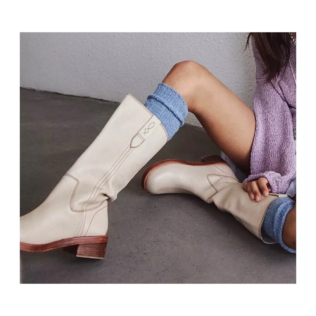 Free people Blaze Parchment Leather
Block Heel Knee Boots SZ 6 NEW - Image 6