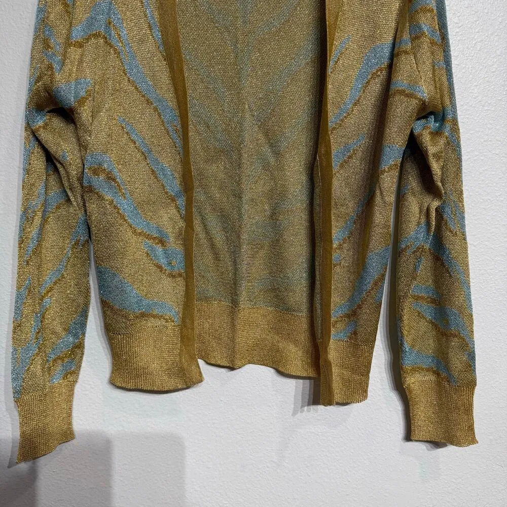 Happy Sheep Metallic Open Front Cardigan Sz L NWT Gold Size L - Image 4