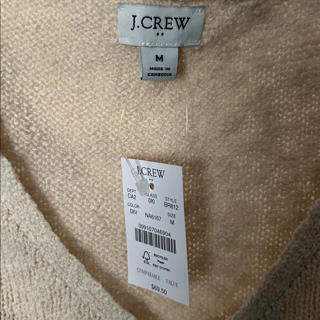 JCREW V-Neck Beach Sweater Tank in Dusty Ivory NWT sz M - Image 3