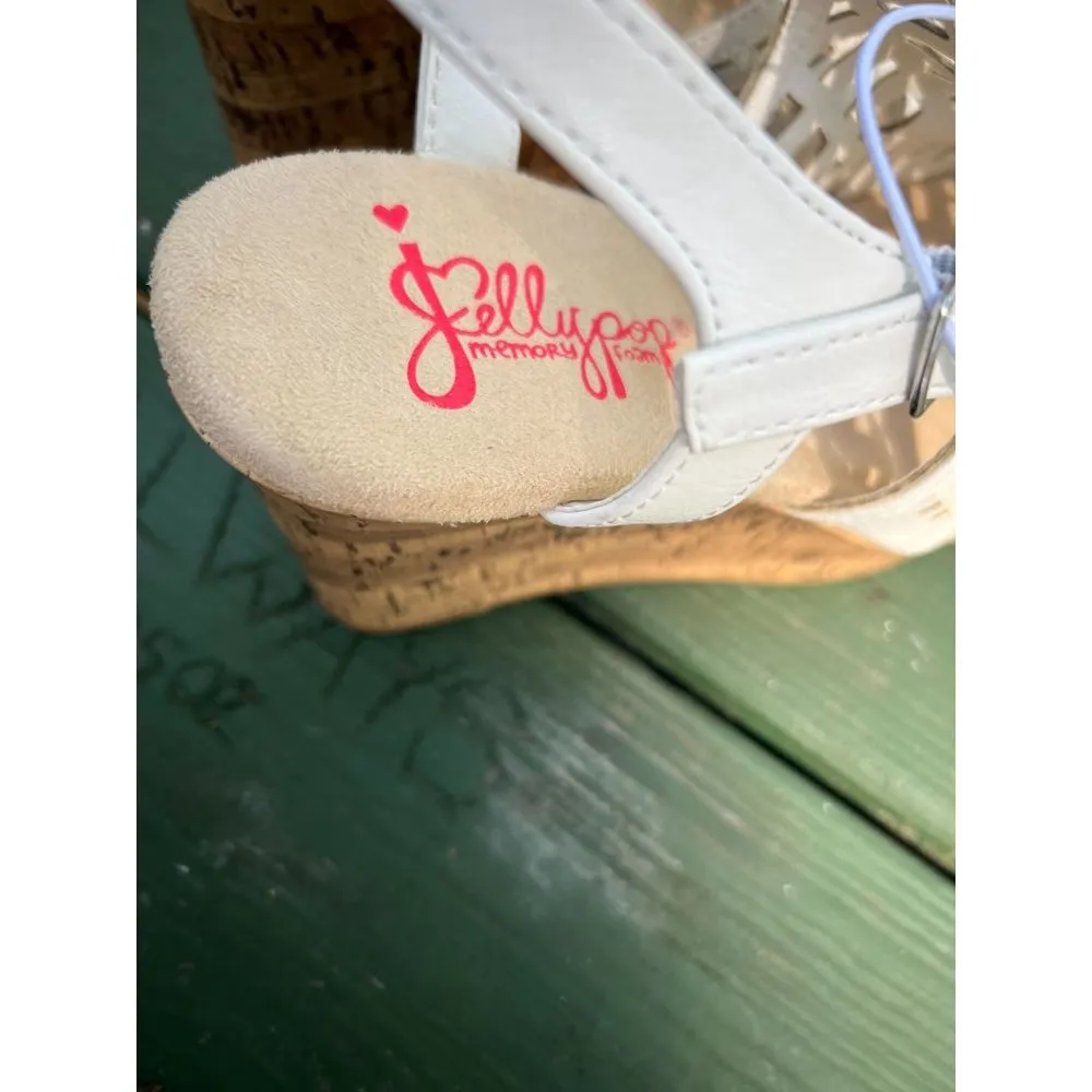 Jellypop Hattie White Wedge Sandals Strappy Cork Wedge 5" heel Size 9 NWT - Image 5