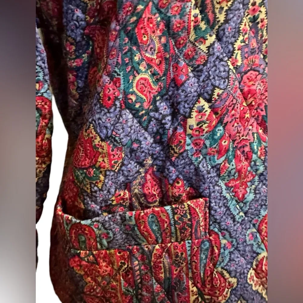 Vintage David Brooks Womens Medium Size 10 Paisley Quilted Blazer USA Multiple - Image 3