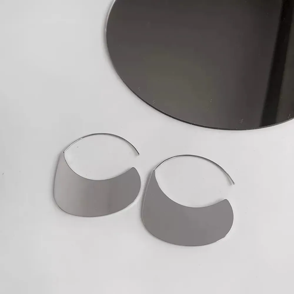 NEW Solid Large Hoop Earrings |‎ White Gold over 925 Sterling Silver - Image 7