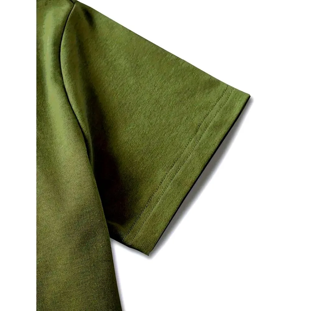 Dinosaur Print T Shirt Short Sleeve Crew Neck Lets Eat Kids Funny 8/10 Green - Image 2