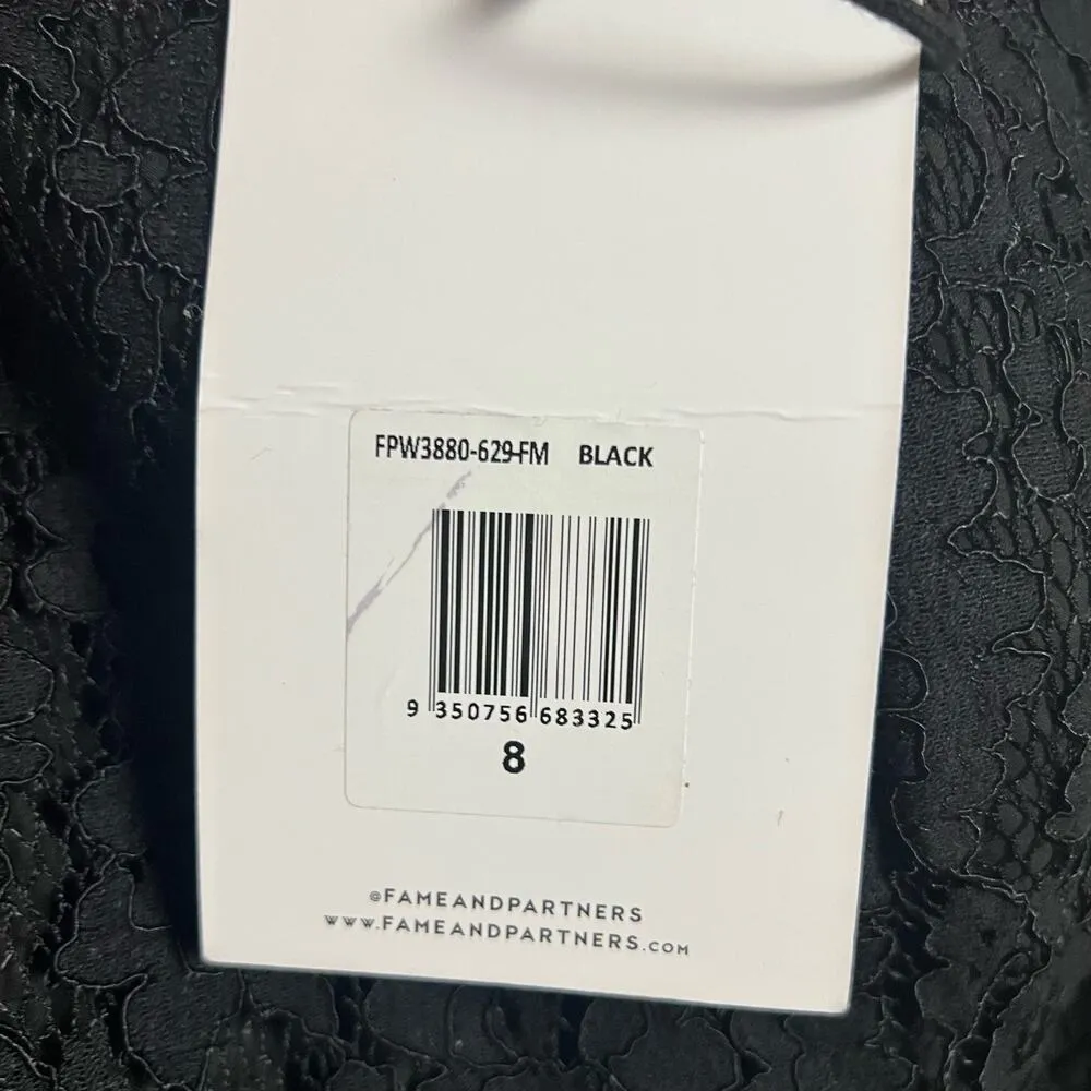 Fame & Partners Selma Black Lace One Shoulder Slit Formal Gown Size 8 - Image 12