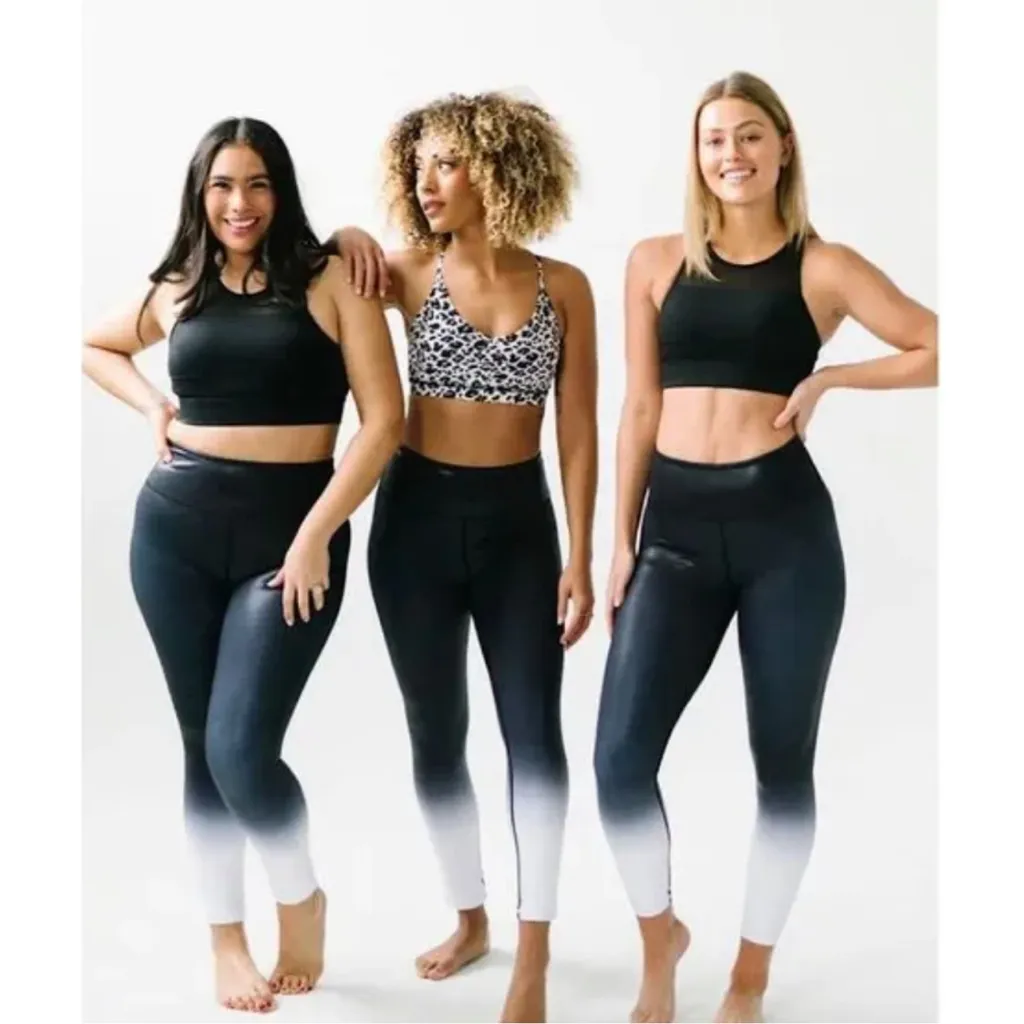 ZYIA Light N Tight Liquid Shine Metallic Ombré High Rise B/W Leggings 8 - Image 8