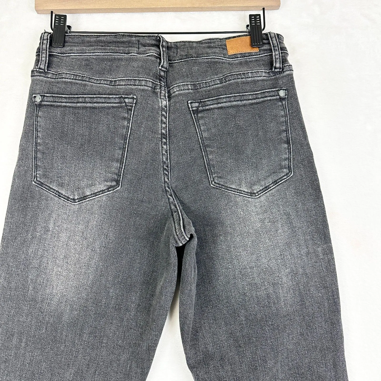 Judy Blue Boyfriend Jeans Size 5/27 Mid Rise Charcoal Black Stretch Zip Fly - Image 4