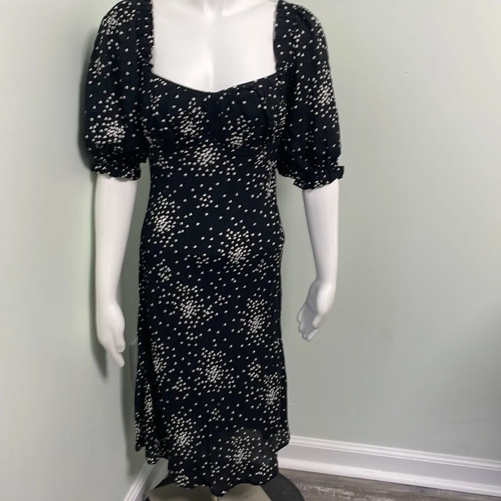 ANTHROPOLOGIE black and white mini heart print dress size small - Image 9