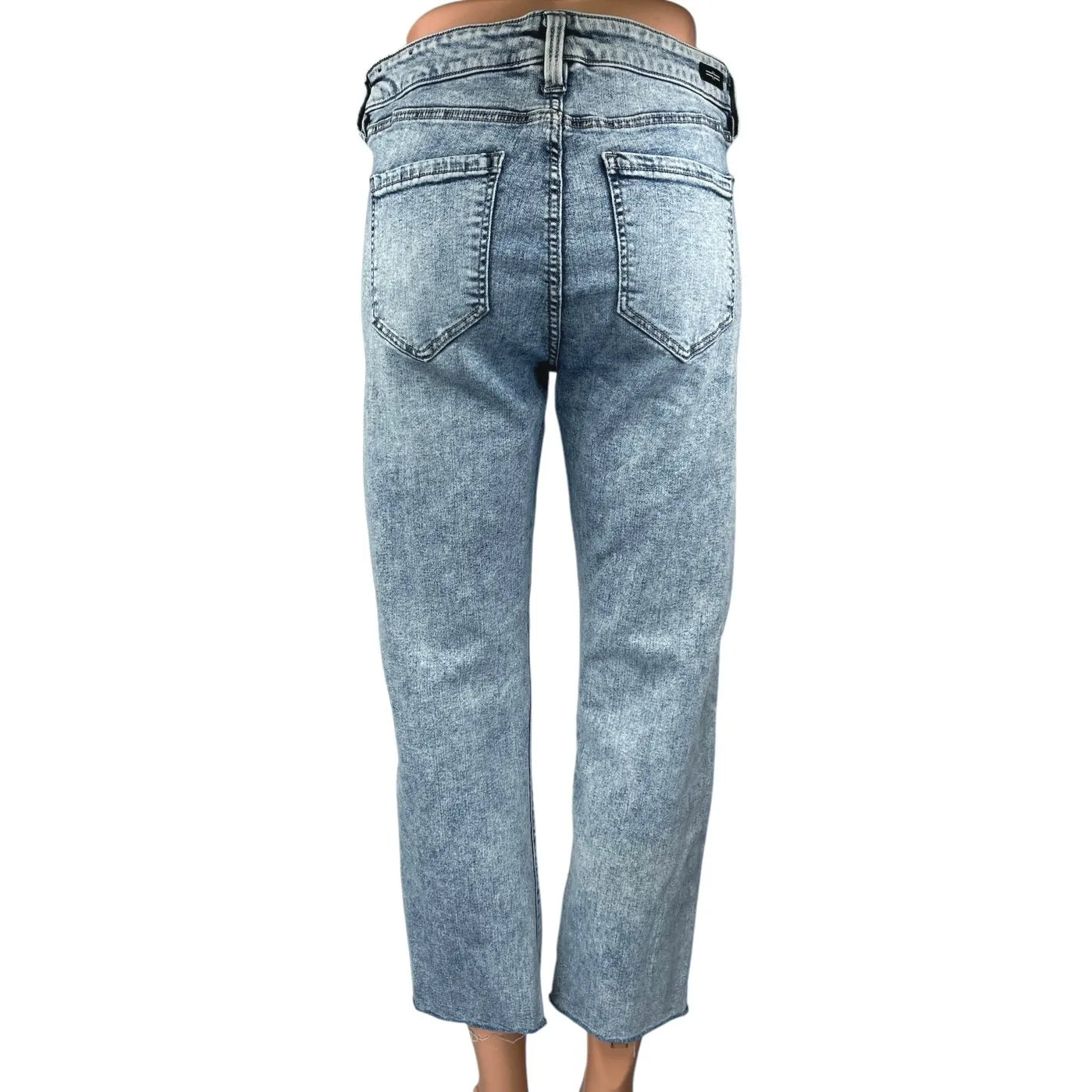 Liverpool Women's Blue Straight Leg High Rise Frayed Raw Hem Crop Denim Jeans 8 - Image 3