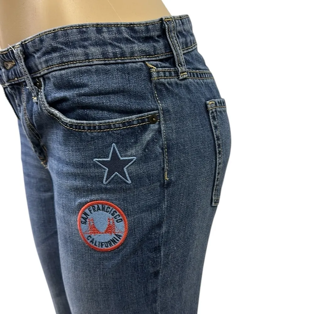 Gap Sexy Boyfriend Patchwork Distressed Denim Mid Rise Blue Jeans Womens 26 - Image 5