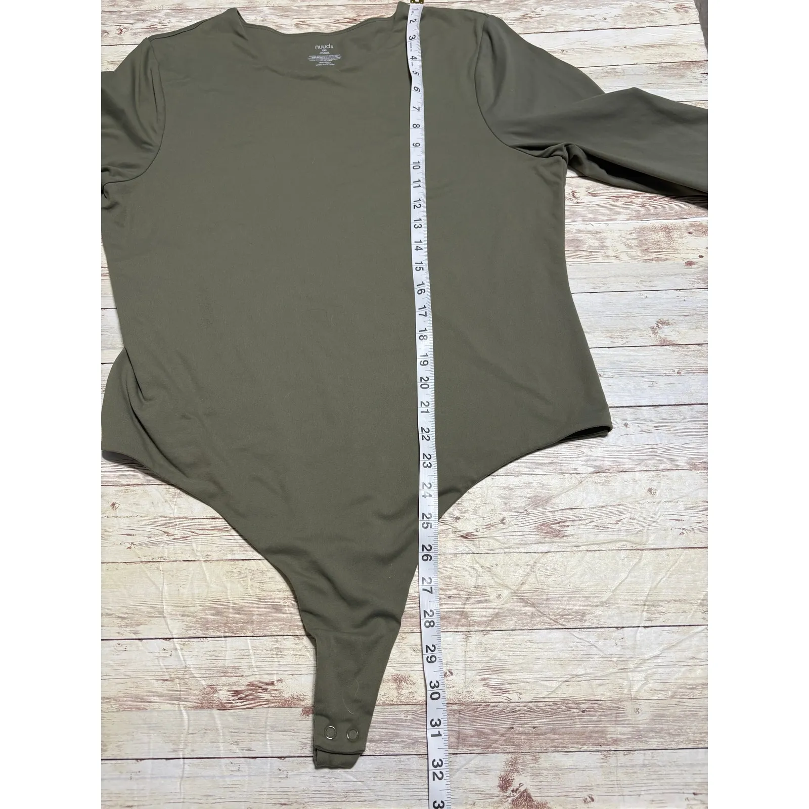 Nuuds Long Sleeve Crewneck Bodysuit Size XXL Thong Olive Green Stretch NWOT - Image 6