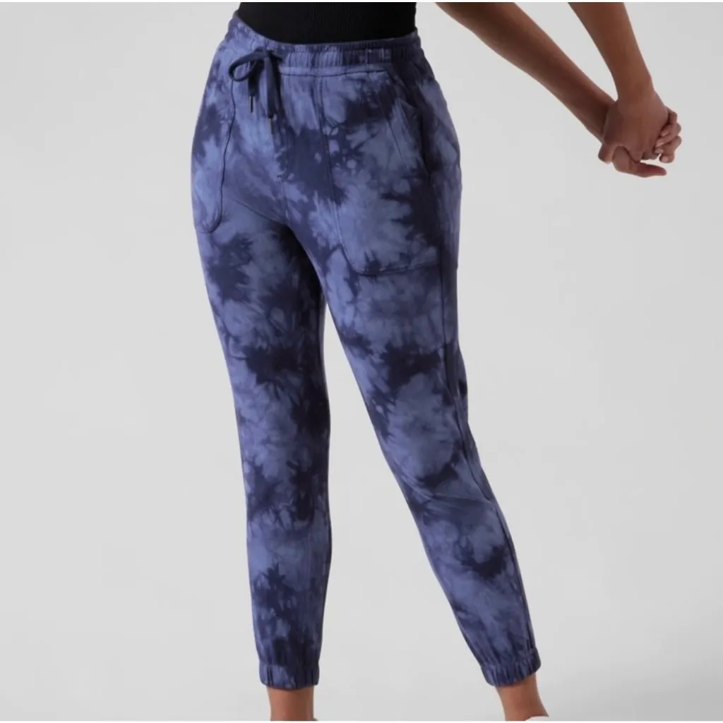 Athleta Farallon Jogger‎ Women's Size XS Tie Dye Print Blue Semi Fitted Cotton - Image 2