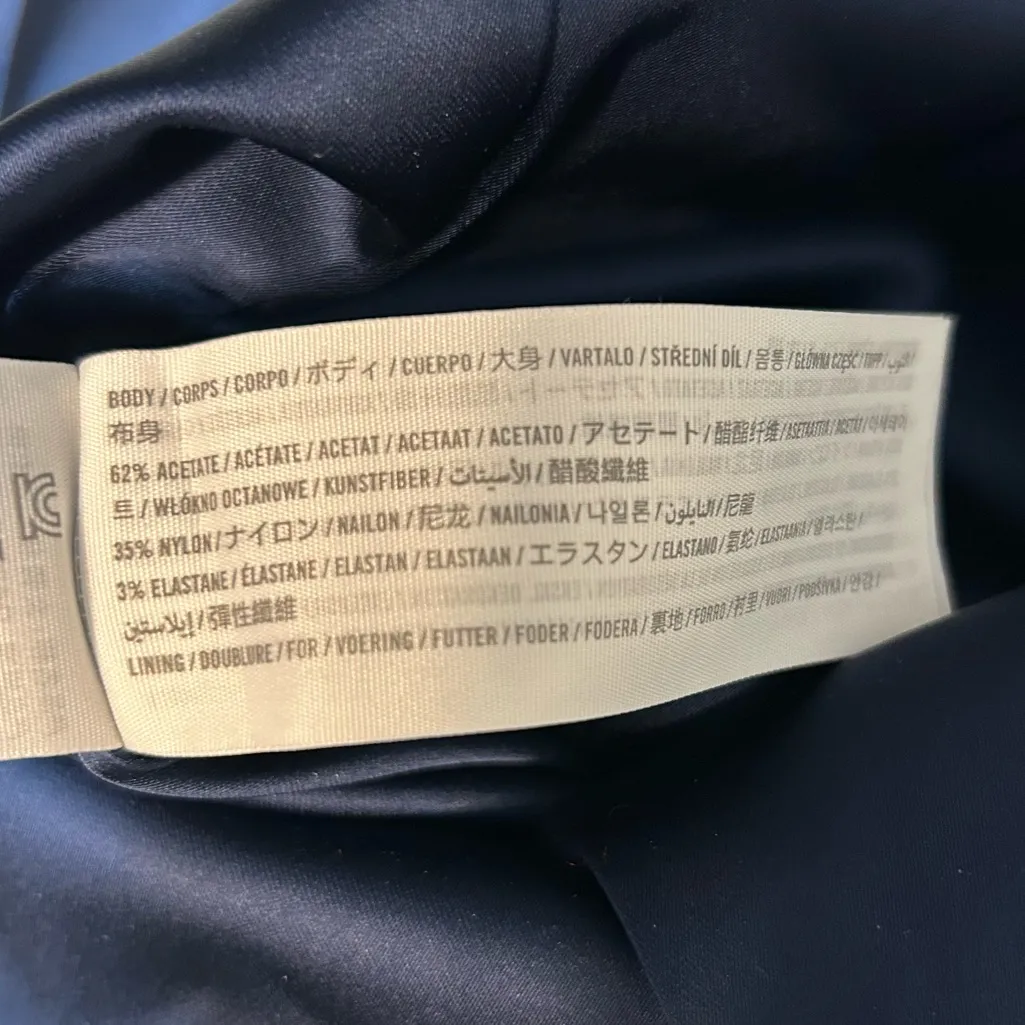 Abercrombie & Fitch Sculpting Stretch Satin Midi Dress Navy Size XS Petite New - Image 8