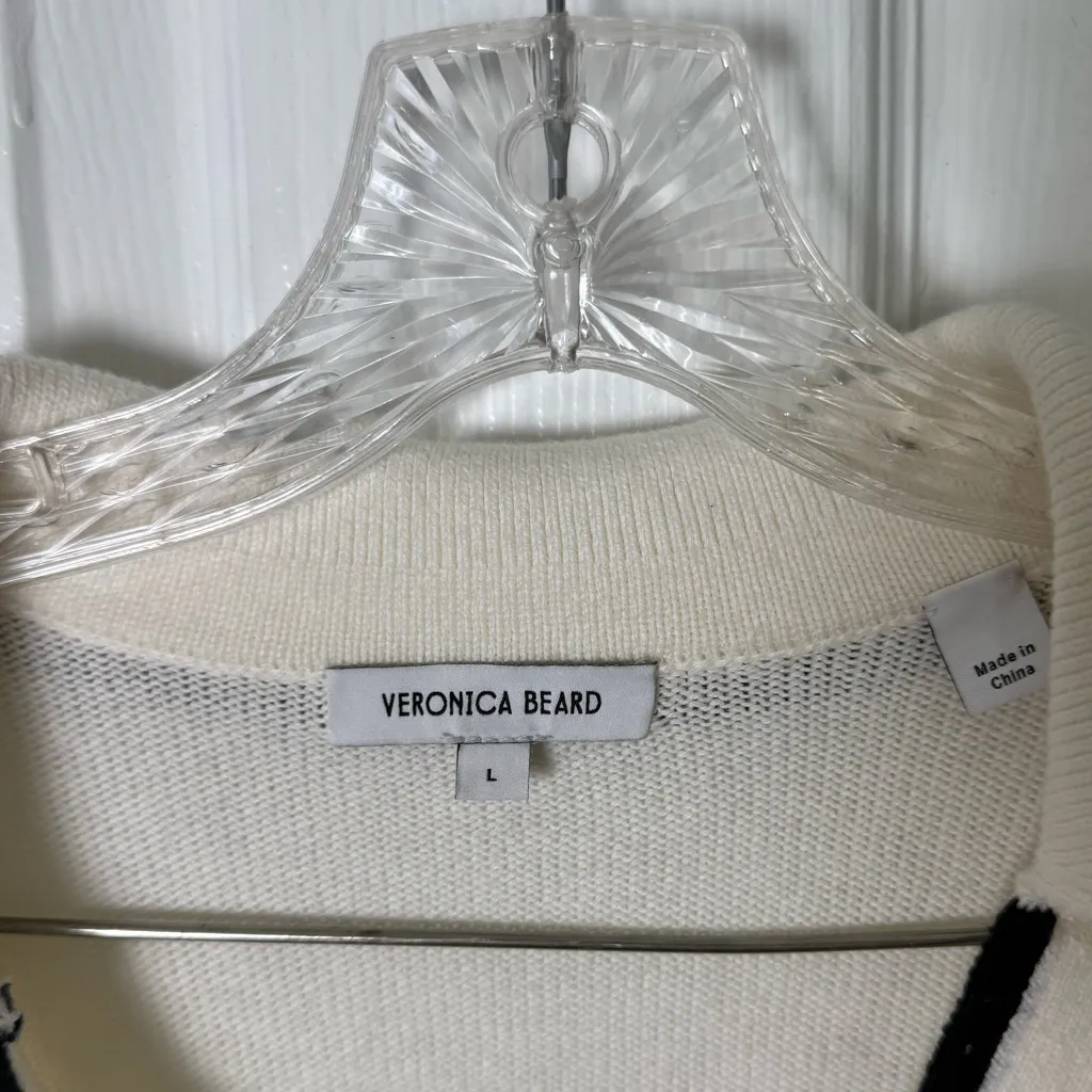 Veronica Beard Koko Johnny Collar Polo Sweater L - Image 5