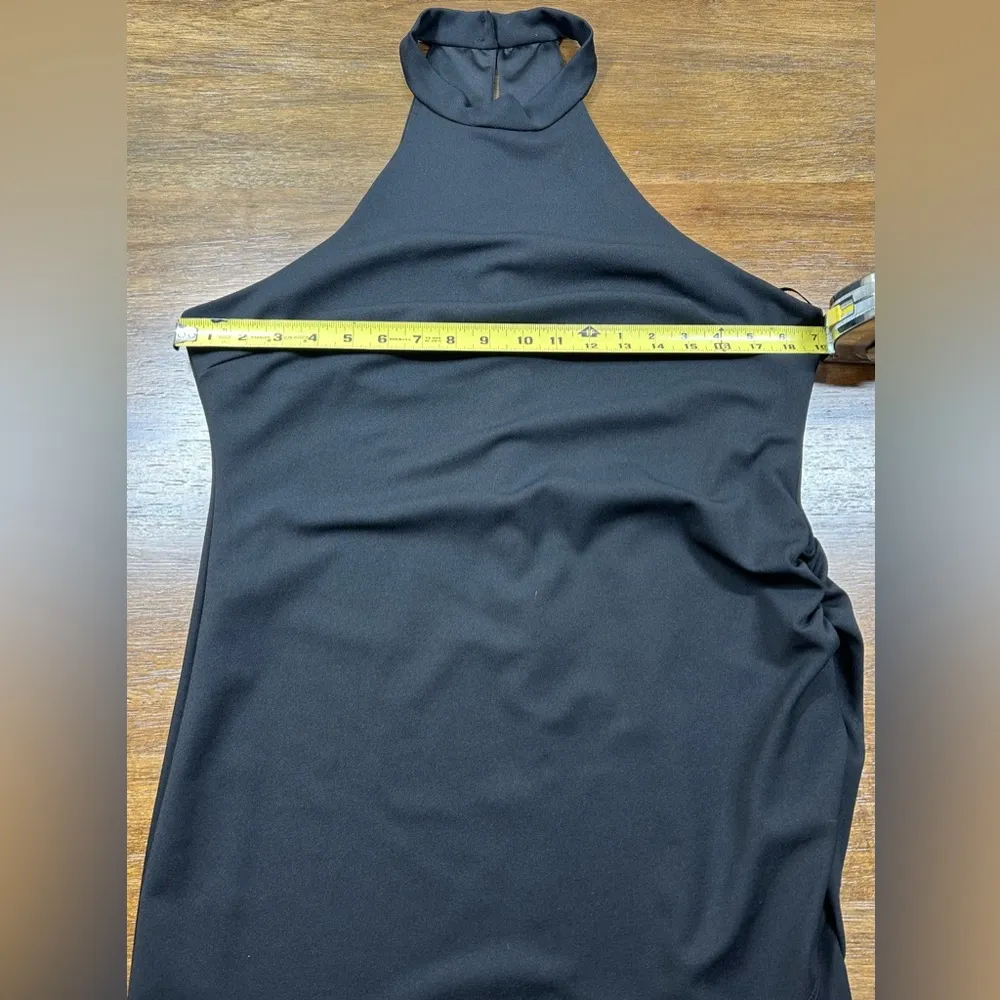 Size XL Black Ruched Bodycon Halter Dress - Image 4