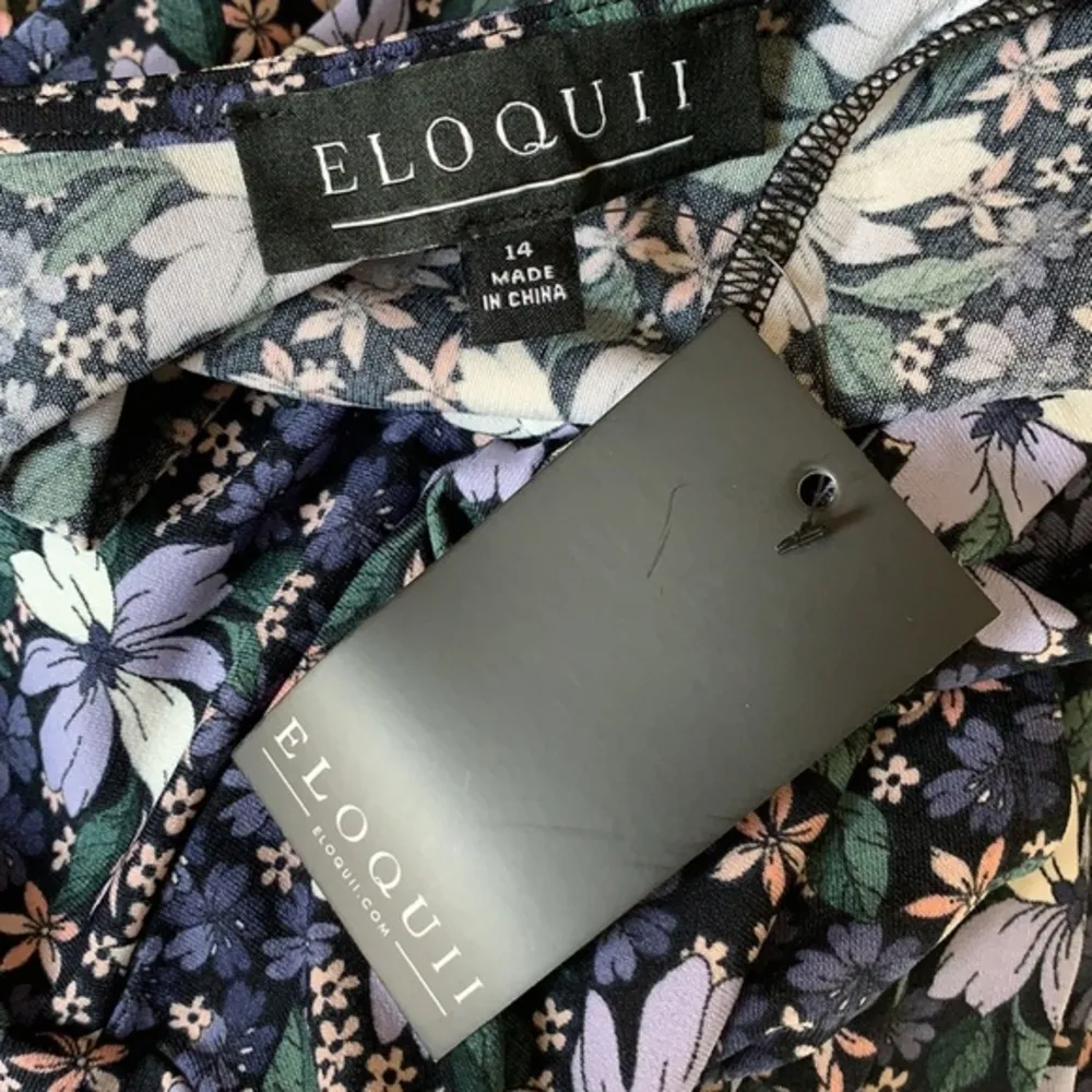 Eloquii Floral Mock Neck Fit And Flare Purple Lavender Dress Size 14 NWT - Image 15