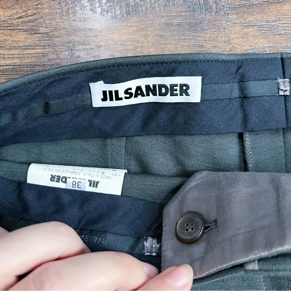 JIL SANDER • grey stretch wool pants slim high waist cuffed trouser ponte knit - Image 3